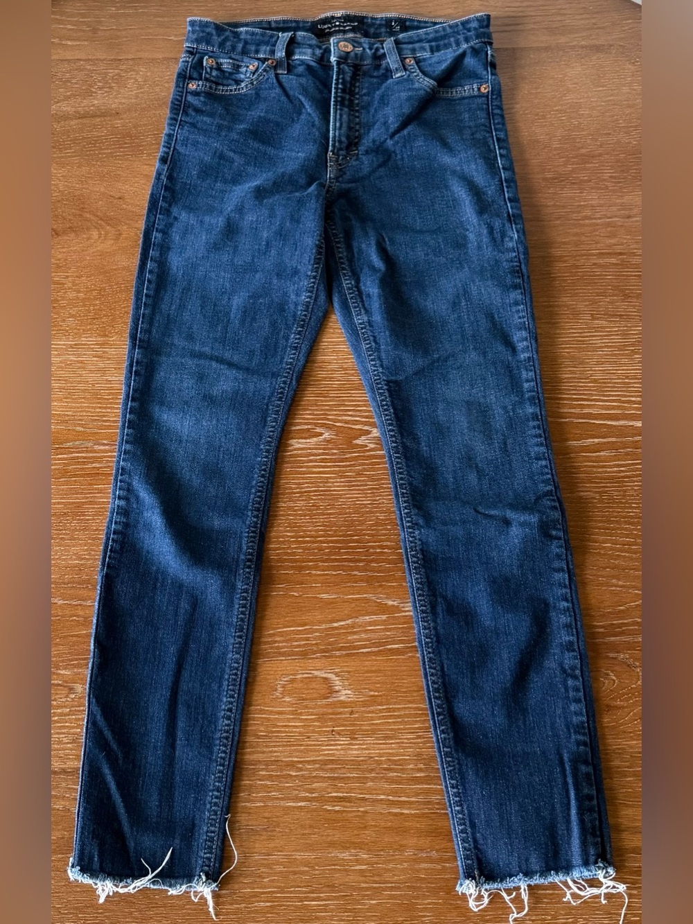 Lucky Brand Bridgette Dark Blue Skinny Jeans with Raw Hem